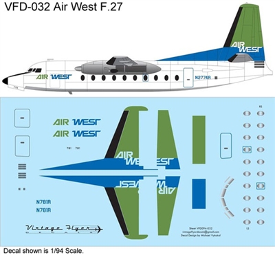1:94 AirWest (green/blue cs) Fokker F.27
