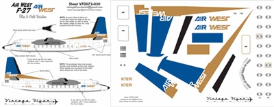 1:72 AirWest (blue/gold cs) Fokker F.27