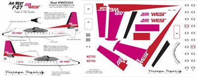1:72 AirWest (pink/red cs) Fokker F.27