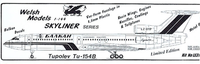 1:144 Tupolev 154B A1/A2 Balkan